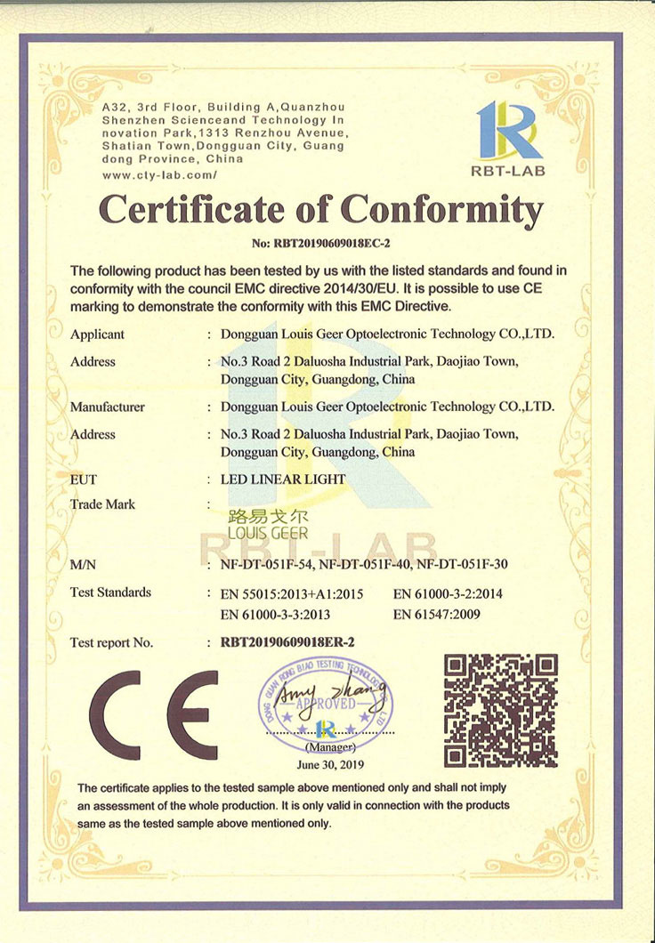 CE EMC certificate for NF-DT-051F series
