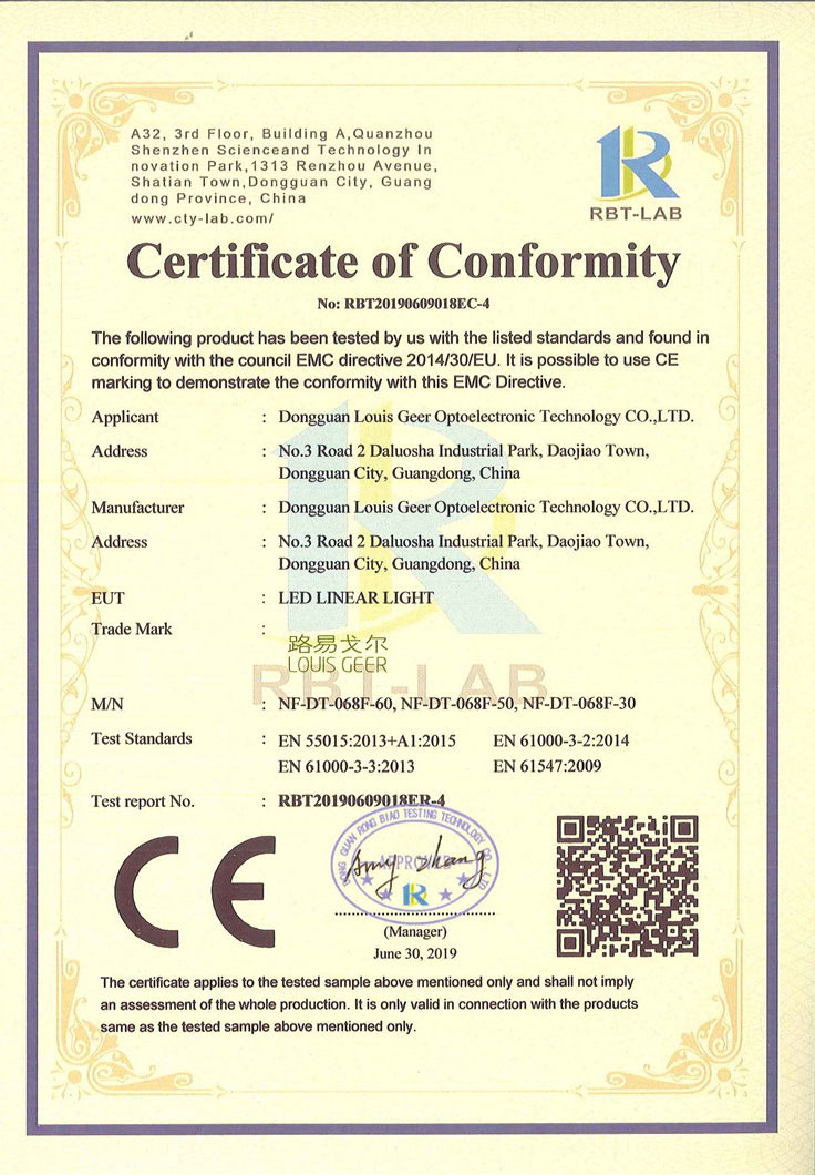 CE EMC certificate for NF-DT-068F series