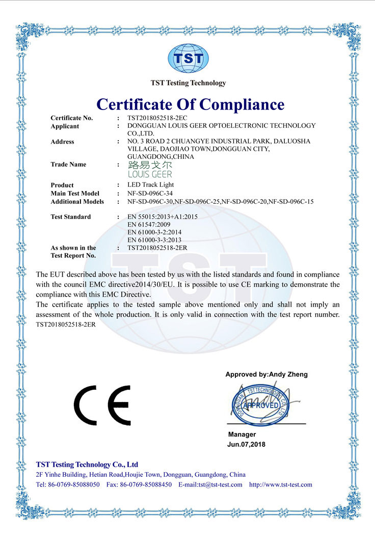 CE EMC certificate for NF-SD-096C series