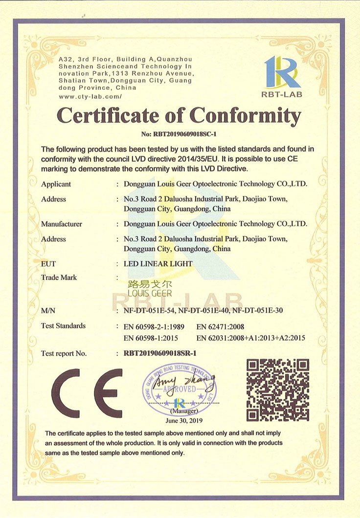 CE LVD certificate for NF-DT-051E series