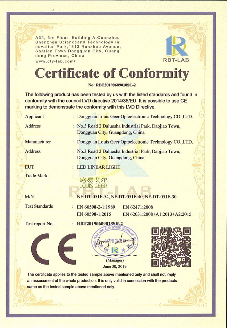 CE LVD certificate for NF-DT-051F series