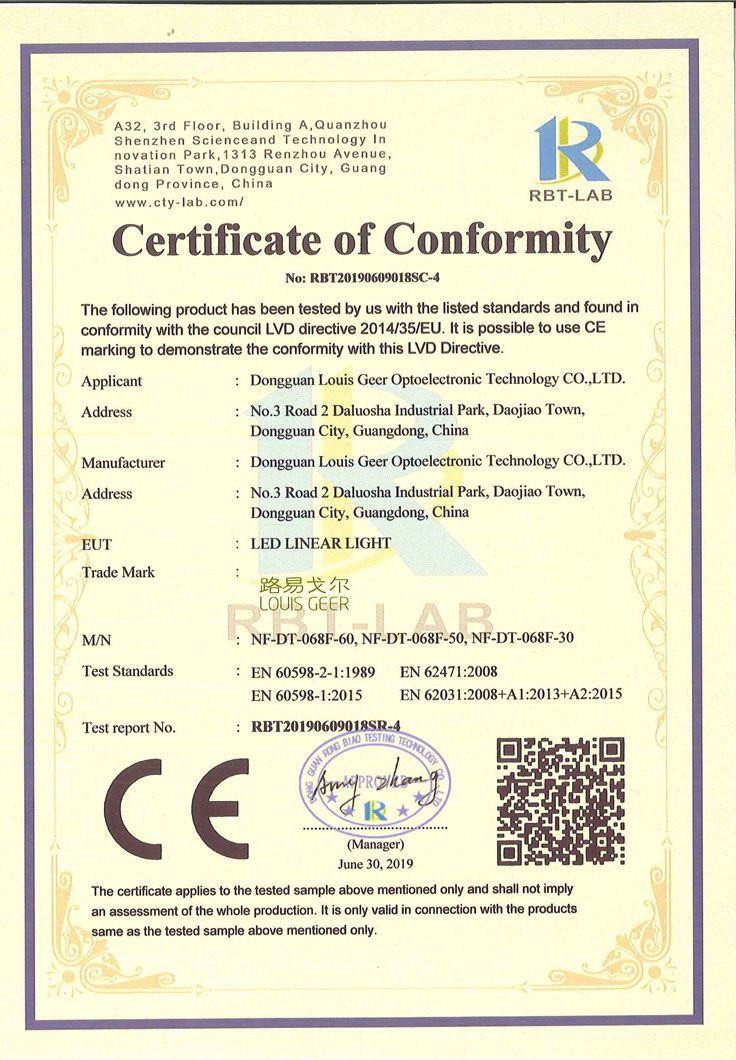 CE LVD certificate for NF-DT-068F series