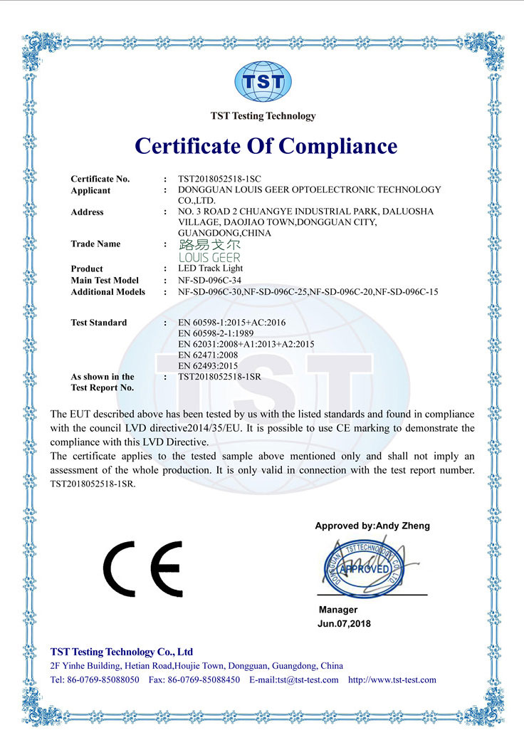 CE LVD certificate for NF-SD-096C series